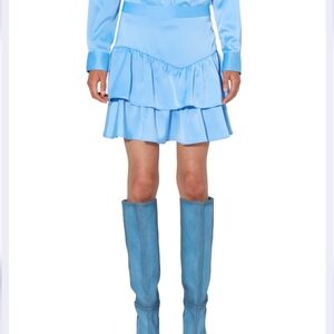 SOMETHING NEW Kim High Waist Tiered Miniskirt DELLA ROBBIA BLUE, Size Small
